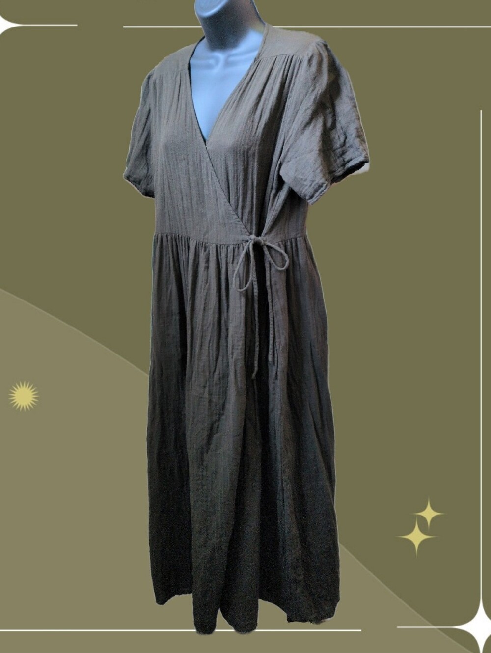 ✨ Neuflora Cotton Wrap Dress In Chocolate Brown Size M